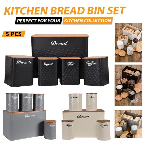 5pc kitchen bread bin - bin, storage