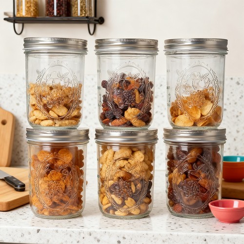 Glass biscuit jar w - 4/6x, w/lid