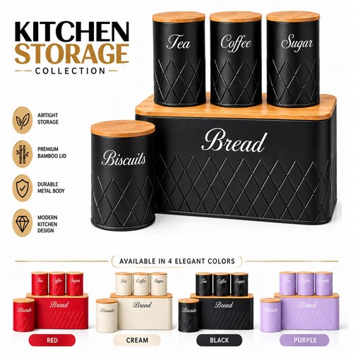 5pcs kitchen bread bin storage - 5pcs,