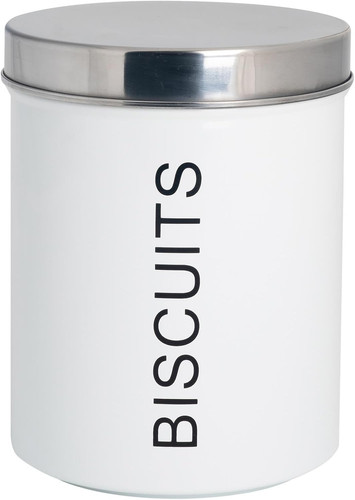 Metal biscuit tin white - metal,