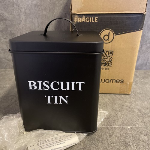 Black biscuit tin - black,