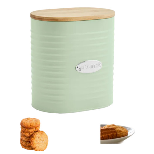 Biscuit tin with bamboo lid - tin,
