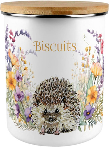 Floral hedgehog biscuit tin - floral,